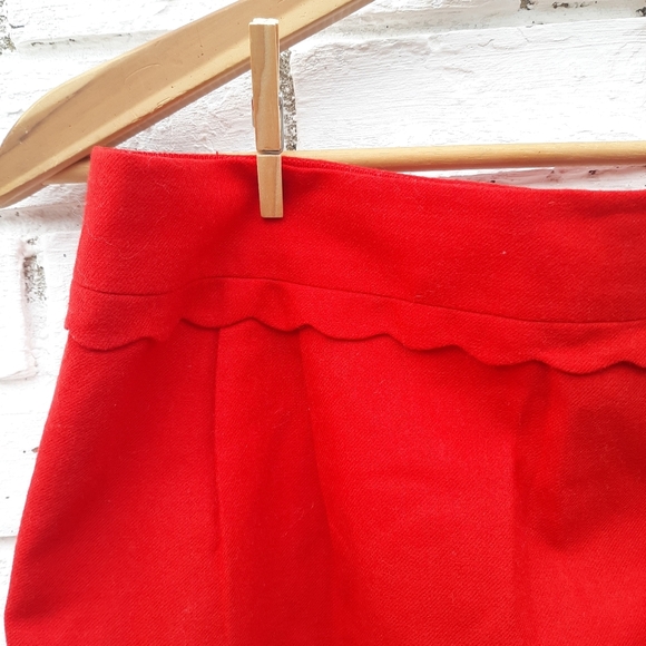 J. Crew Wool Mini Skirt Red Scallop size 8 - Picture 3 of 7